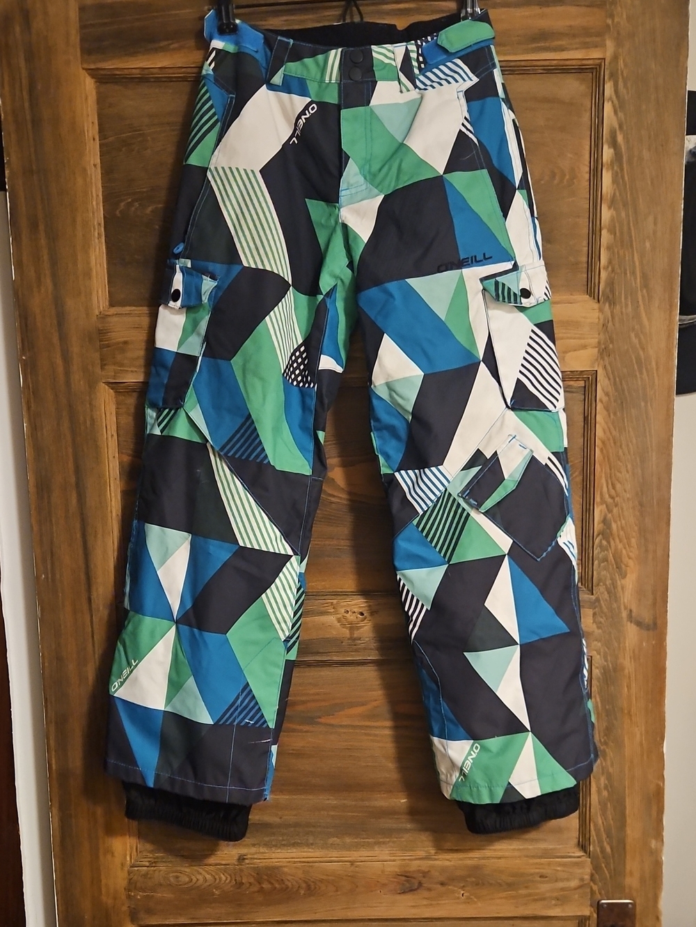 O'Neill Tri-Color Geometric Snow Pants - Blue Green Black